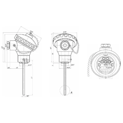 Датчики температуры канальные RGP TS-K 0-10В промышленные, с выходным сигналом 0-10В, диапазон измерения от -50°C до +150°C