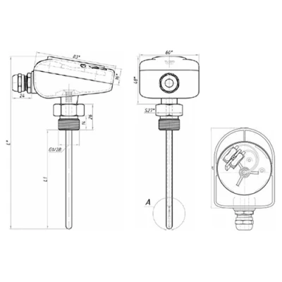Датчики температуры погружные RGP TS-D-E PRO, наружная резьба G1/2, диапазон измерения от -70°C до +200°C