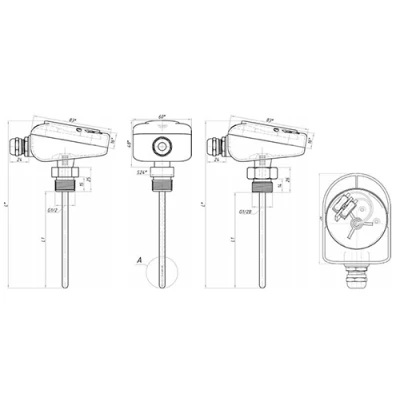 Датчики температуры погружные (ввинчиваемый) RGP TS-D PRO, наружная резьба G1/2, диапазон измерения от -50°C до +200°C