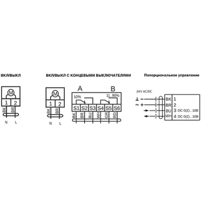 Электропривод поворотный RGP SADA-24-18 для воздушных заслонок, питающее напряжение 24В, крутящий момент 18Нм, время поворота с/90°-90с, с возвратной пружиной