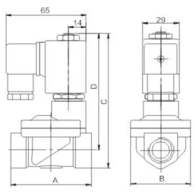 Клапан электромагнитный Ридан EV220WR Ду20 Ру16 непрямого действия, корпус - латунь, уплотнение - NBR, присоединение - внутренняя резьба 3/4″, нормально-открытый, перепад давления 0.3-13бар, катушка - 230В