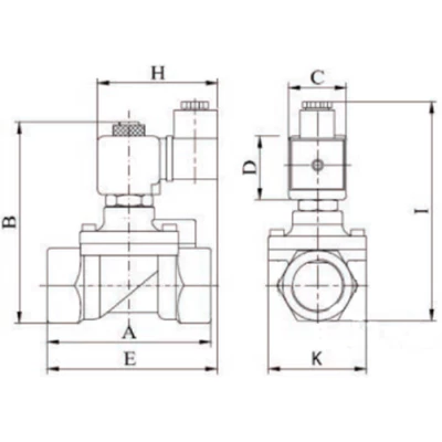 Клапан электромагнитный Ридан EV250R Ду25 Ру16 непрямого действия, корпус - латунь, уплотнение - NBR, присоединение - внутренняя резьба 1″, нормально-закрытый, перепад давления 0-16бар, катушка - 230В
