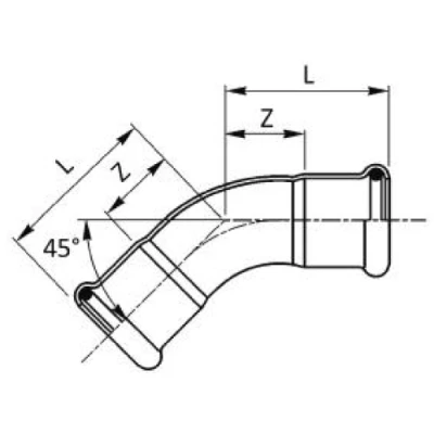 Отвод RM inoxPRES Ду42 Ру16 45° пресс, сталь нержавеющая