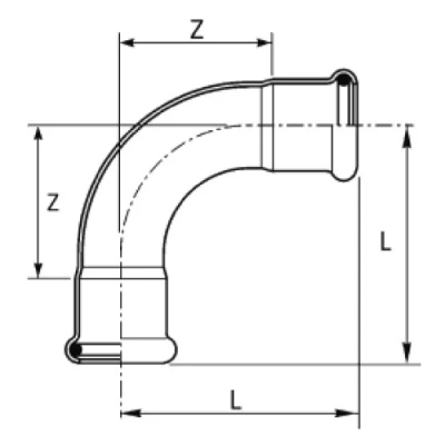 Отвод RM inoxPRES Ду15 Ру16 90° пресс, сталь нержавеющая