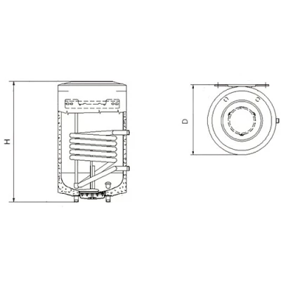 Бойлер косвенного нагрева ROMMER RWH-1210-000190 настенный, объем - 190л, мощность - 18.5кВт, корпус - эмалированная сталь, Tmax 95°C