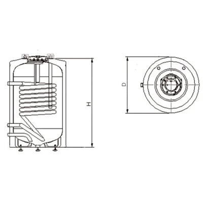Бойлер косвенного нагрева ROMMER RWH-1110-000190 напольный, объем - 190л, мощность - 24кВт, корпус - эмалированная сталь, Tmax 95°C