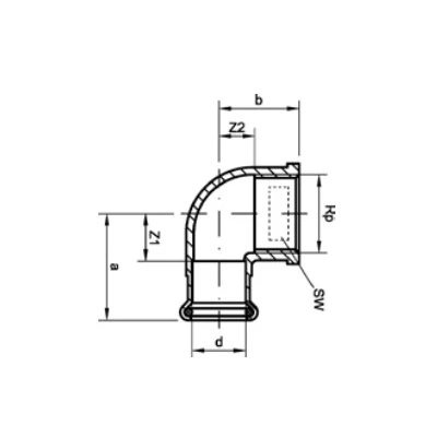 Переход Sanha 24090G Дн15x1/2″ Ру16 ВПр-ВР, угловой, стальной