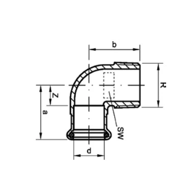 Переход Sanha 24092G Дн35x1 1/4″ Ру16 ВПр-НР, угловой, стальной