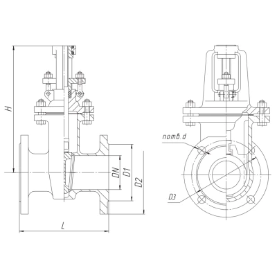Задвижка клиновая 30нж941нж Авангард Ду250 Ру16 фланцевая, клин - двухдисковый, шпиндель - выдвижной, корпус - нержавеющая сталь, уплотнение - ТРГ, с электроприводом DN.ru MT-N-030EM-O2-220VAC-У1 220В
