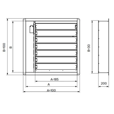 Клапаны противопожарные SHUFT SHFDC-120-Mn прямоугольные, нормально-закрытые, предел огнестойкости - El 120, корпус - оцинкованная сталь