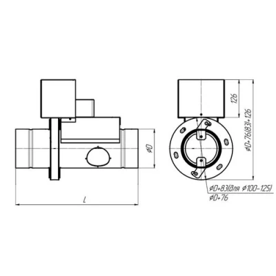 Клапан противопожарный SHUFT SHFDO-90-O-d125-MB230-F-0-0-0 нормально-открытый, круглый, предел огнестойкости - El 90, корпус - оцинкованная сталь