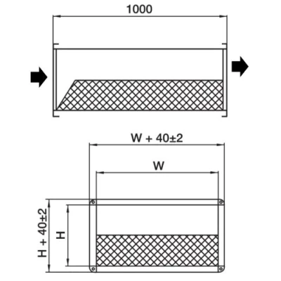 Шумоглушитель SHUFT SRr 500x300/1000, длина - 1000мм, корпус - оцинкованная сталь