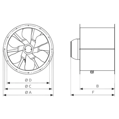 Вентилятор осевой SHUFT ALF 630-6D, мощность - 1245Вт, частота - 50Гц, корпус - сталь