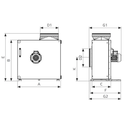 Вентилятор SHUFT EF 500D (на дверце), мощность - 1504Вт, частота - 50Гц, корпус - оцинкованная сталь