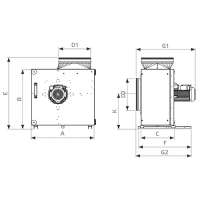Вентилятор SHUFT EF 315E (на дверце), мощность - 1292Вт, частота - 50Гц, корпус - оцинкованная сталь