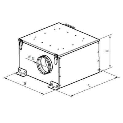 Вентилятор канальный SHUFT ICFE 400 VIM круглый в звукоизолированном корпусе, максимальное статическое давление - 630Па, производительность - 3800м3/ч, корпус - металл, IPX4
