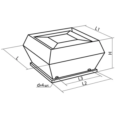 Вентилятор SHUFT IRMVD 311/440-4 VIM крышный в изолированном корпусе, максимальный напор - 300Па, производительность - 1900м3/ч, корпус - оцинкованная сталь