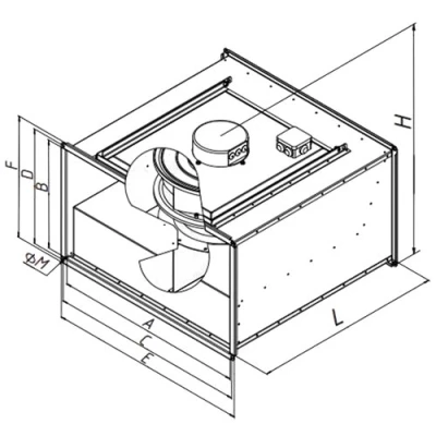 Вентилятор канальный SHUFT RFD-B EC 600x350 прямоугольный, максимальный напор - 1550Па, производительность - 6980м3/ч, корпус - оцинкованная сталь
