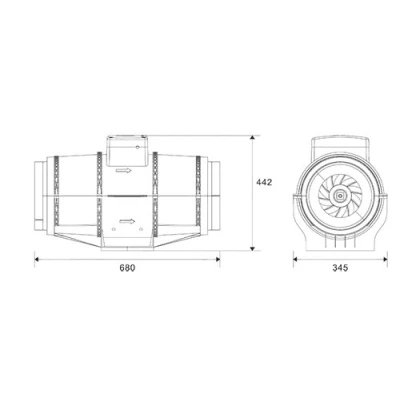 Вентилятор канальный SHUFT SILENTMIX-250T малошумный, производительность - 1250м3/ч, частота вращения - 2500об/мин, корпус - АБС-пластик, IPX4