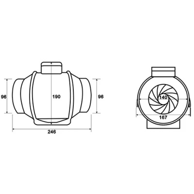 Вентилятор SHUFT VENTMIX-100S канальный, напряжение - 230В, производительность - 144м3/ч, корпус - пластик