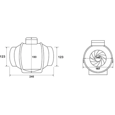 Вентилятор SHUFT VENTMIX-125 канальный, напряжение - 230В, производительность - 197м3/ч, корпус - пластик