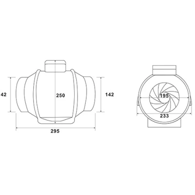 Вентилятор SHUFT VENTMIX-150 канальный, напряжение - 230В, производительность - 453м3/ч, корпус - пластик