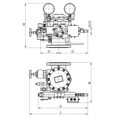Узел управления Спецавтоматика УУ-Д100/1,6 (Э24, Г0,07)-ВФ.О4 Ду100 Ру16 фланцевый, дренчерный с комбинированным приводом, цвет - красный