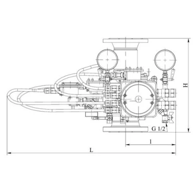 Узел управления Спецавтоматика УУ-Д150/1,6(Р,Э24,Г0,07)-ВФ.У3.1 Ду150 Ру16 ВР, с комбинированным приводом, взрывозащищенный , цвет - красный