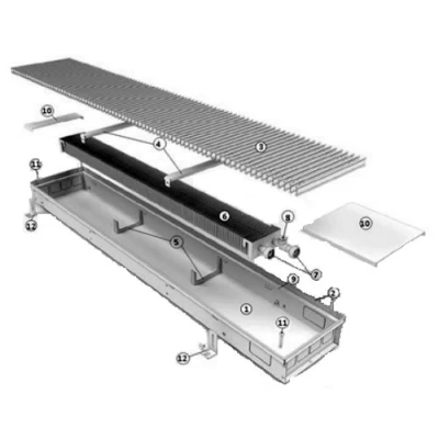 Конвектор стальной внутрипольный STOUT, тип конвектора - SCN80/240/1200, подключение - правое, цвет решетки - серый