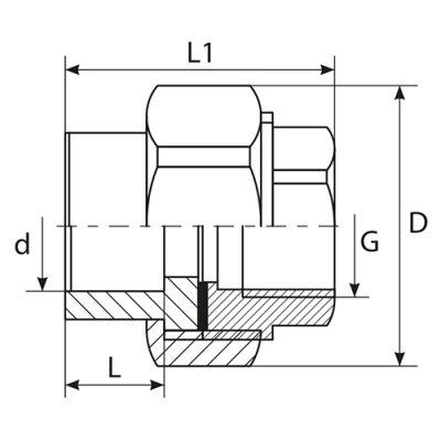 Муфты разъемные TEBO TR-TB Дн20-75x1/2-2 1/2″ Ру20 комбинированные, материал - полипропилен, присоединение - внутренняя резьба / сварка, цвет - белый