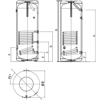 Бойлер косвенного нагрева UNI-FITT INDIRECT F напольный, объем - 150л, мощность - 27кВт, корпус - эмалированная сталь, Tmax 90°C, подключение - нижнее