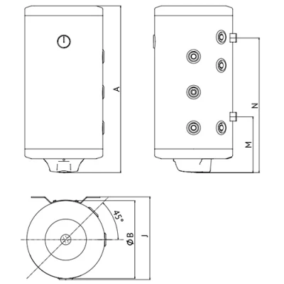 Бойлер косвенного нагрева UNI-FITT INDIRECT WRE настенный, объем - 100л, мощность - 27кВт, корпус - эмалированная сталь, Tmax 90°C, подключение - правое