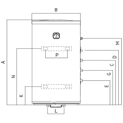 Бойлер косвенного нагрева UNI-FITT STINOX W настенный, объем - 80л, мощность - 22кВт, корпус - нержавеющая сталь, Tmax 90°C, подключение - нижнее, без ревизионного отверстия