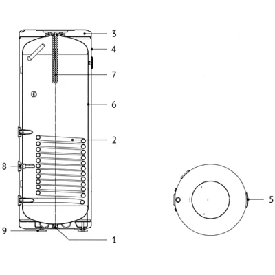 Бойлер косвенного нагрева UNI-FITT INDIRECT F напольный, объем - 150л, мощность - 27кВт, корпус - эмалированная сталь, Tmax 90°C, подключение - нижнее