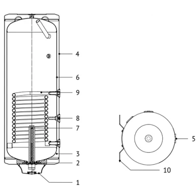 Бойлер косвенного нагрева UNI-FITT INDIRECT WRE настенный, объем - 100л, мощность - 27кВт, корпус - эмалированная сталь, Tmax 90°C, подключение - правое