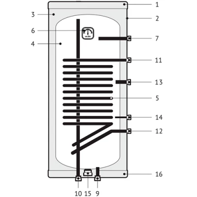 Бойлер косвенного нагрева UNI-FITT STINOX W настенный, объем - 80л, мощность - 22кВт, корпус - нержавеющая сталь, Tmax 90°C, подключение - нижнее, без ревизионного отверстия