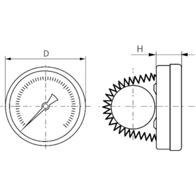 Термометр накладной UNI-FITT 320D4030 биметаллический до 120°C, корпус 63мм, класс точности 2.5, с пружиной для крепления