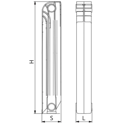 Радиатор алюминиевый Uni-Fitt A200 10 секций, теплоотдача - 1100Вт, подключение - боковое, универсальное, цвет - белый