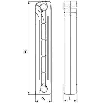 Радиатор биметаллический Uni-Fitt C350 9 секций, теплоотдача - 1485Вт, подключение - нижнее, универсальное, цвет - белый