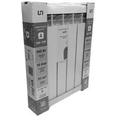 Радиатор алюминиевый Uni-Fitt A200 10 секций, теплоотдача - 1100Вт, подключение - боковое, универсальное, цвет - белый