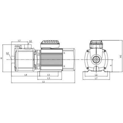Насос многоступенчатый Unipump CM 15-3 поверхностный, корпус - нержавеющая сталь, мощность - 4кВт, напор - 45м, производительность - 250л/мин, 220/380В