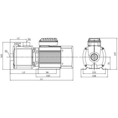 Насос многоступенчатый Unipump CM 2-5 поверхностный, корпус - нержавеющая сталь, мощность - 0.55кВт, напор - 40м, производительность - 33л/мин, 220/380В