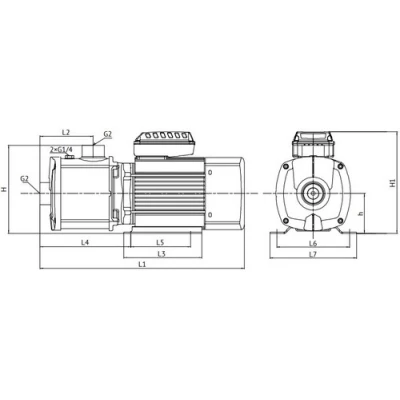 Насос многоступенчатый Unipump CM 25-2 поверхностный, корпус - нержавеющая сталь, мощность - 4кВт, напор - 26м, производительность - 417л/мин, 220/380В