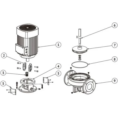 Насосы циркуляционные Unipump SVH 50 поверхностные, корпус - чугун, мощность - 1.1-2.2кВт, напор - 12-18м, производительность - 267-417л/мин, 220/380В
