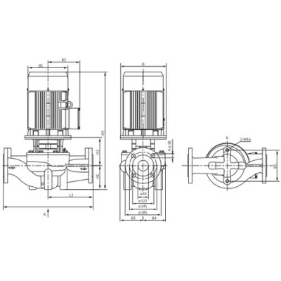 Насосы циркуляционные Unipump SVH 65 поверхностные, корпус - чугун, мощность - 2.2-4кВт, напор - 15-22м, производительность - 500-667л/мин, 220/380В