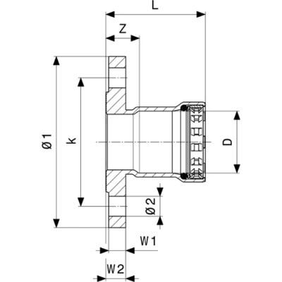 Переходы фланцевые Viega Megapress SC- Contur Дн50 стальные