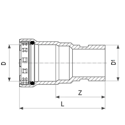 Переход Viega Megapress 4213.1 Дн50 Ру16, оцинк.сталь под пресс SC-Contur