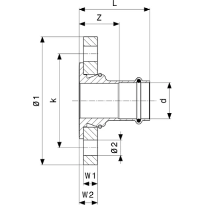 Переход фланцевый Viega Megapress SC- Contur Дн50 стальной