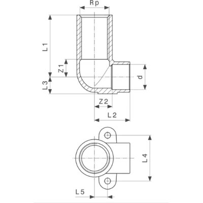 Водорозетка Viega 94472GL Дн15х1/2″ Ру25 с укорачиваемым по длине патрубком, присоединение - внутренняя резьба/пресс, корпус - бронза с двумя точками крепления, для медных труб