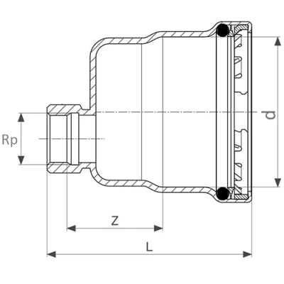 Заглушка Viega Megapress S XL Дн100x3/4 Ру16 ВР-пресс, нелигир., корпус - оцинкованная сталь, присоединение - внутренняя резьба / пресс, уплотнение - EPDM